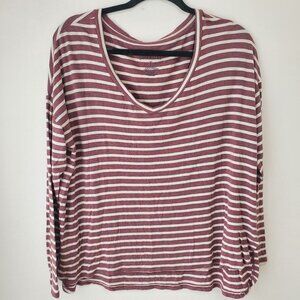 AMERICAN EAGLE Soft & Sexy Long Sleeve Striped Tee Shirt Purple White M